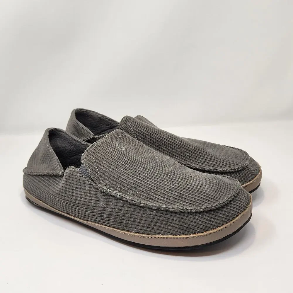 Olukai Moloa Ie Olive Green Courduroy Slippers Men Size 11 Leisure House Shoes